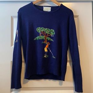 Vintage Andreno Argenti Novelty Golf Women’s Sweater Embroidered Golfer Sz M 60s